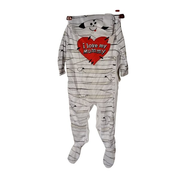 Infant 0-6 Months I Love My Mummy Jumpsuit and Cap Halloween Costume - Picture 7 of 7